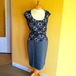 Ann Taylor grey knit and lace dress
